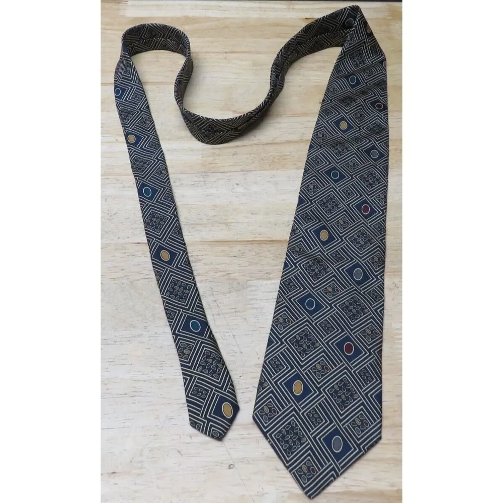 Gitman Bros. Necktie Tie Geometric Made in USA Handmade Silk‎ Multicolor